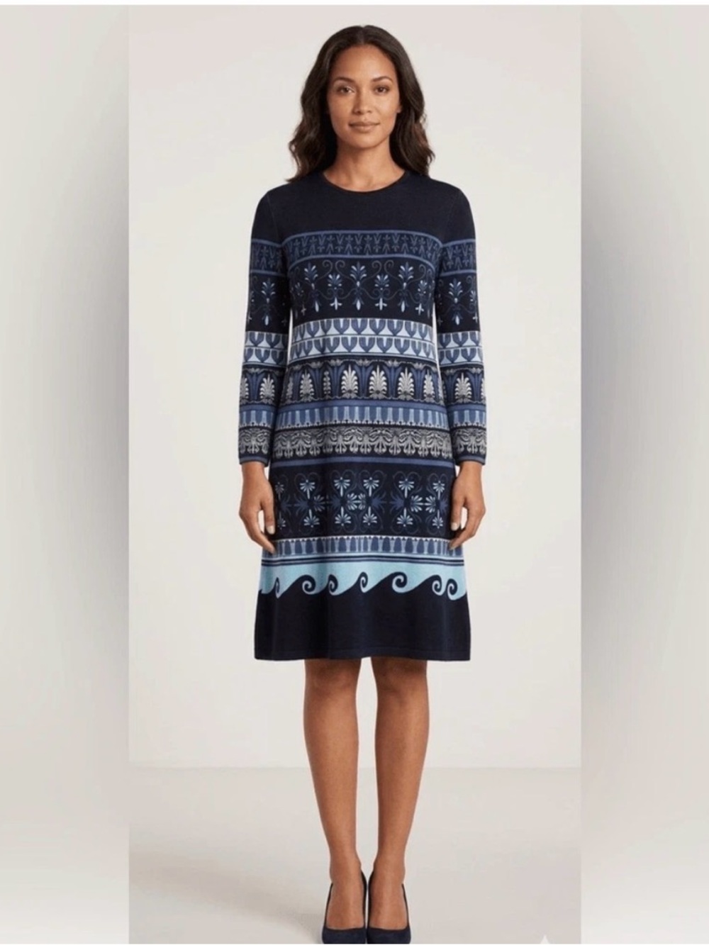J. McLaughlin Kinsley Wave Black Dress Medium